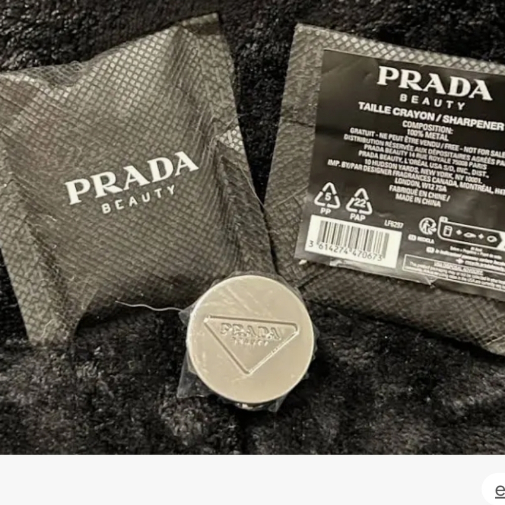 Prada Beauty Metal Pencil Crayon Sharpener Silver New In Pouch